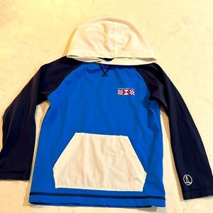 Lands' End Kids Rashguard Swim Long Sleeve Hooded Front Pocket Size 4T